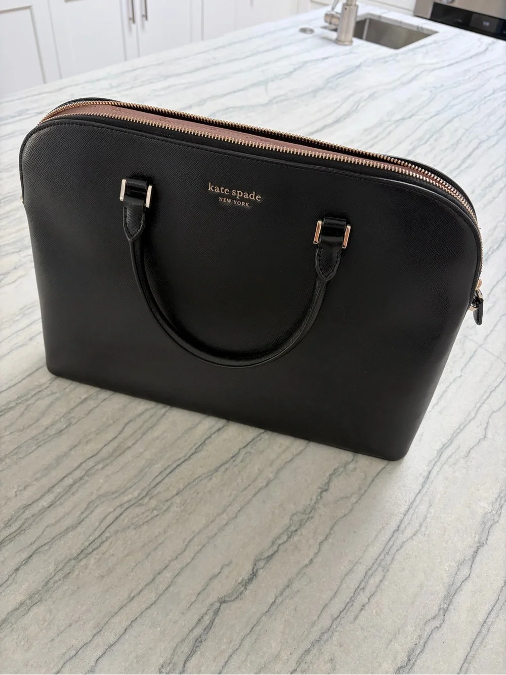 kate spade Black Saffiano Leather Sylvia Laptop Bag